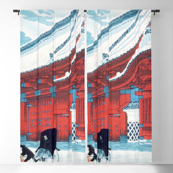 The Red Gate of Hongo in Snow  Blackout Curtain