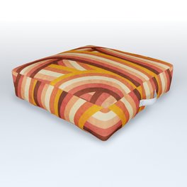 Vintage Orange 70's Style Rainbow Stripes Outdoor Floor Cushion