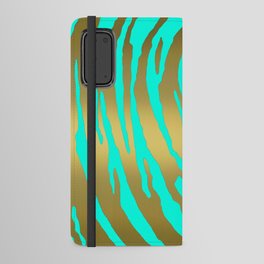 Gold Tiger Stripes Aqua Android Wallet Case
