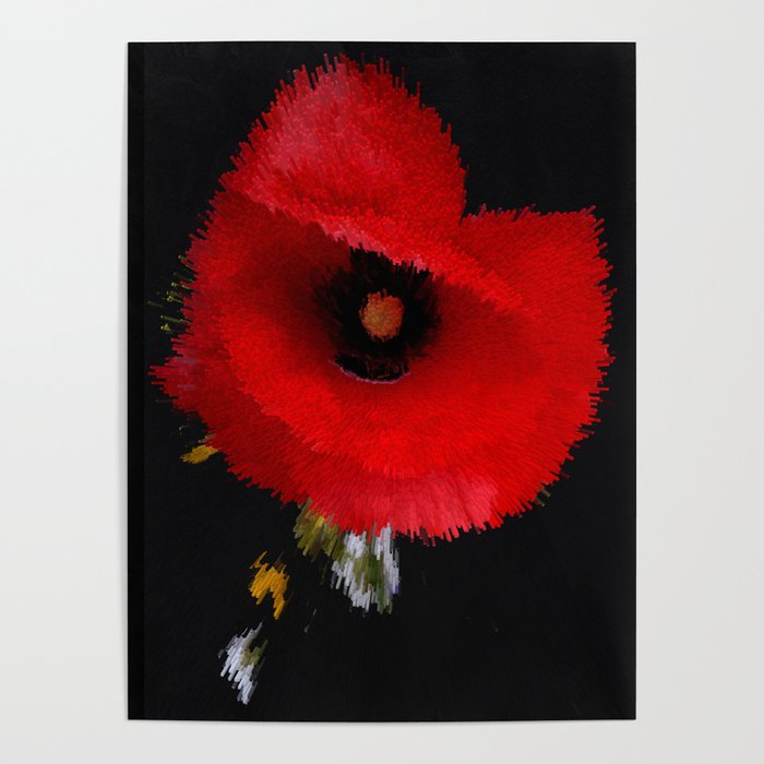 Red poppy explosion pixel art Poster