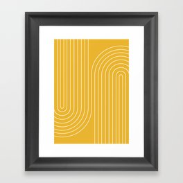 Minimal Line Curvature VIII Golden Yellow Mid Century Modern Arch Abstract Framed Art Print