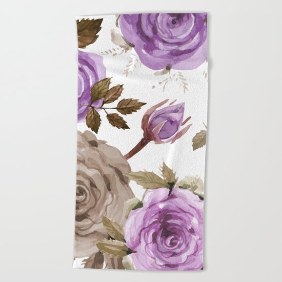 FLOWERS WATERCOLOR 9 Beach Towel