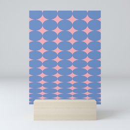 Retro Round Pattern - Pink Blue Mini Art Print