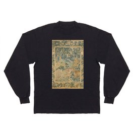 Antique 17th Century Gamepark French Aubusson Tapestry Long Sleeve T-shirt