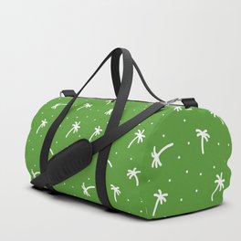 Green And White Doodle Palm Tree Pattern Duffle Bag