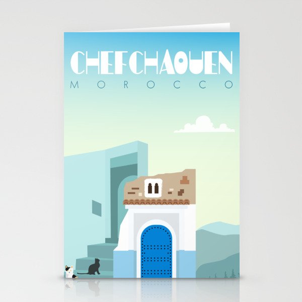 Chefchaouen city Poster, Morocco travel poster, morocco landmark, Visit morocco Stationery Cards