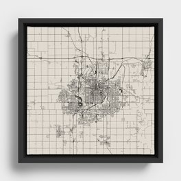 Sioux Falls City Map - USA Framed Canvas