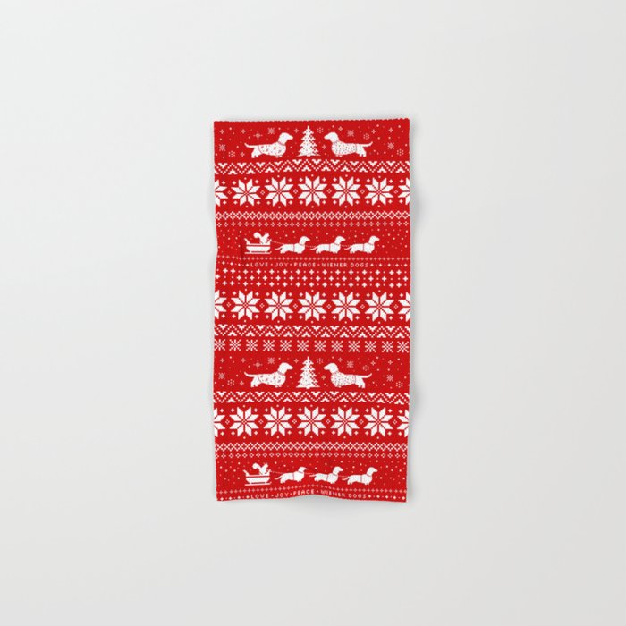 Dachshunds Christmas | Love Joy Peace Wiener Dogs Hand & Bath Towel