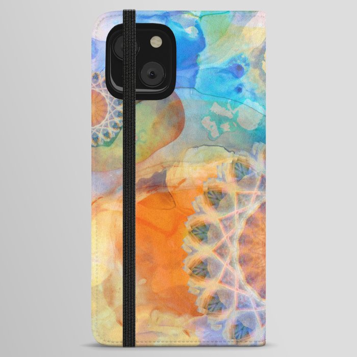 Three Bright Suns Abstract Colorful Art iPhone Wallet Case