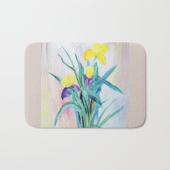 irises on pastel background Bath Mat