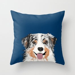 Australian Shepherd blue merle cute pet portrait dog person must have gifts for aussie owner  Throw Pillow