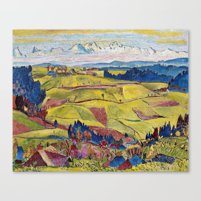 Chamonix Valley and Snow-capped French Alps landscape by Cuno Amiet Canvas Print