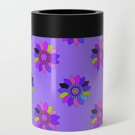 Beautiful Flower Folk Styled Doodle Art-Purple Can Cooler
