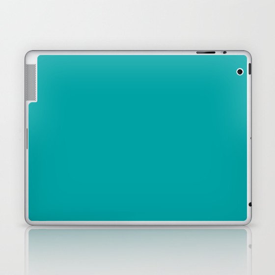 Medium Blue-green Teal Solid Color Popular Hues Patternless Shades of Cyan Collection Hex #00a3a3 Laptop & iPad Skin