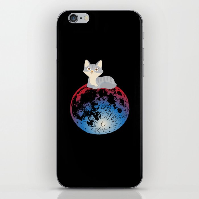Moon Full Moon Cat Space iPhone Skin
