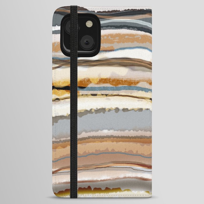 Abstract Agate Brown Blue Neutral Earth Tones iPhone Wallet Case