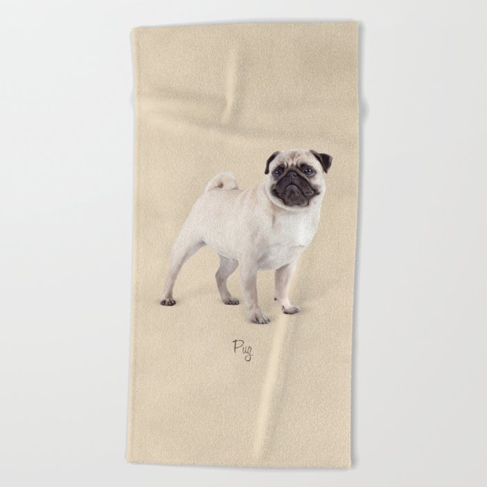 pug beach towel