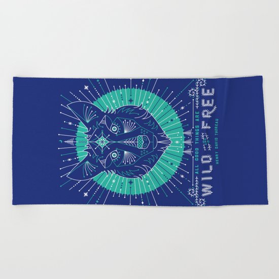 Wild & Free Wolf – Navy Beach Towel