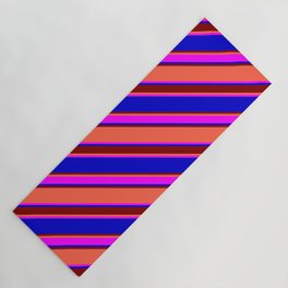 [ Thumbnail: Red, Fuchsia, Blue & Maroon Colored Stripes/Lines Pattern Yoga Mat ]