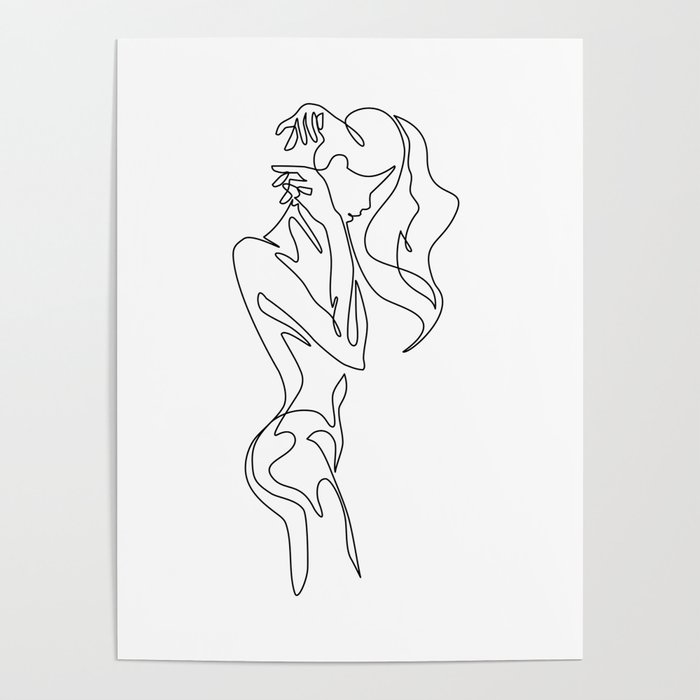 Minimal one line art poster of womans figure Poster