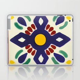 Blue cross geometric flower classic mexican talavera tile modern home decor Laptop Skin