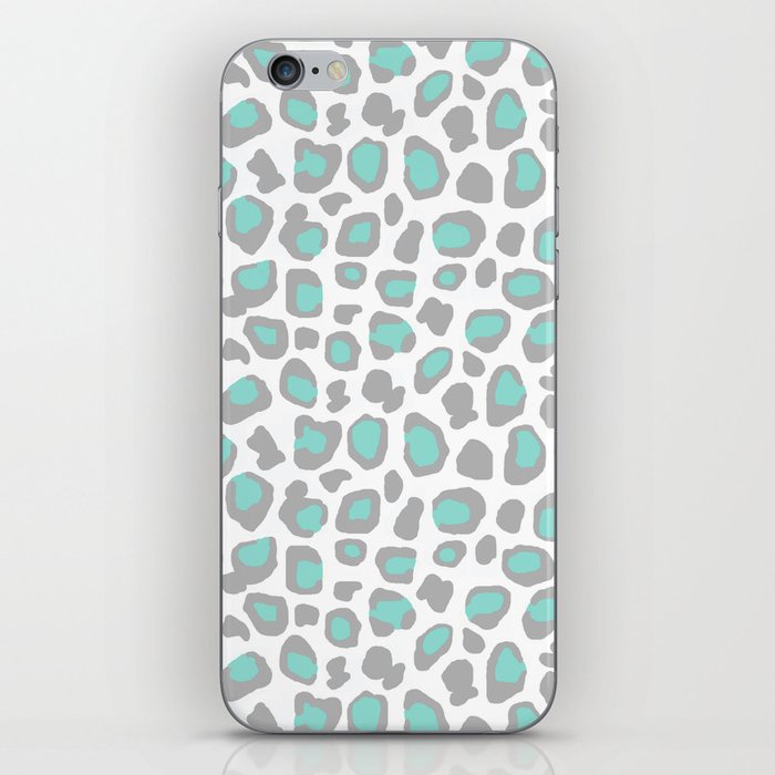 Leopard Animal Print Aqua Blue Gray Grey Spots iPhone Skin