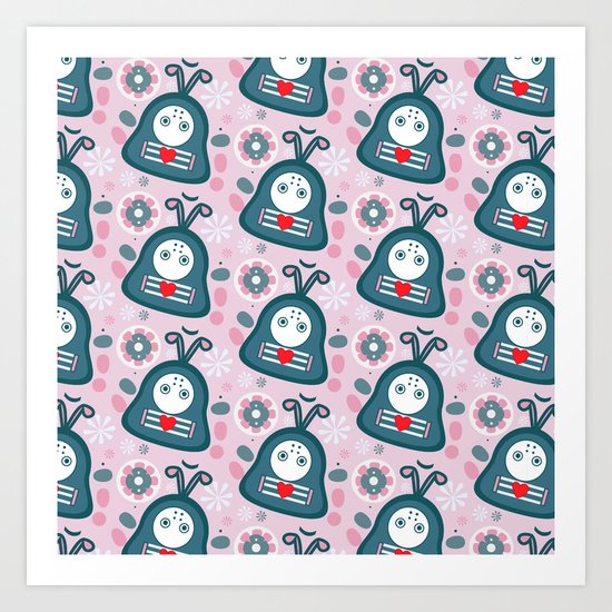 Funny bugs in love Art Print