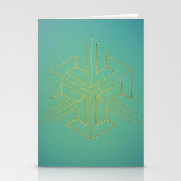 blue green gold pattern Stationery Cards