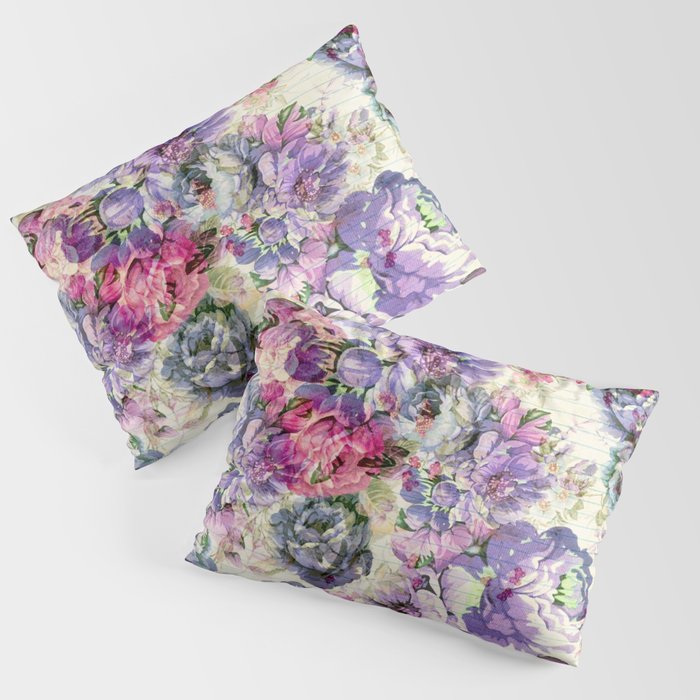 Vintage bohemian rustic pink lavender floral Pillow Sham