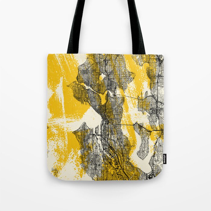 Seattle USA Map Poster - City Map Illustration - Aesthetic Tote Bag