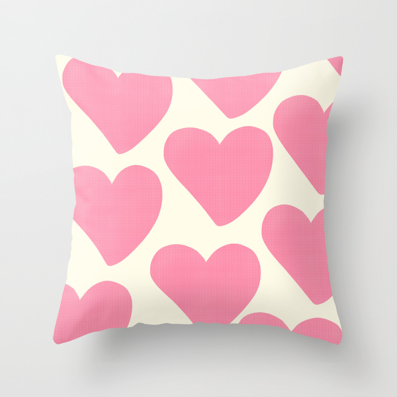 Pink Hearts On Pale Yellow Throw Pillow By Rc Arty Society6