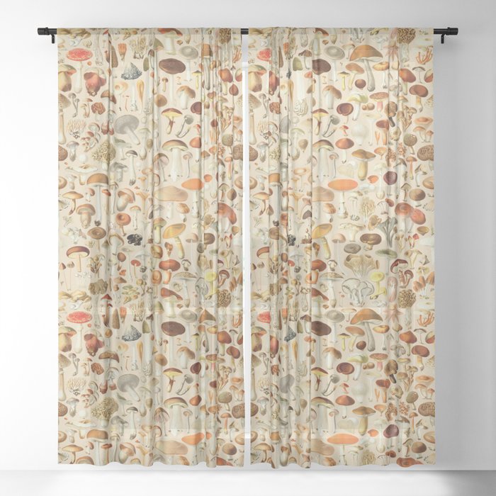 Vintage Mushroom Designs Collection Sheer Curtain