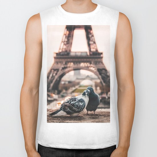 Lover Doves in Paris Biker Tank