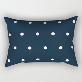 Navy Blue and White Polka Dots Pattern Rectangular Pillow