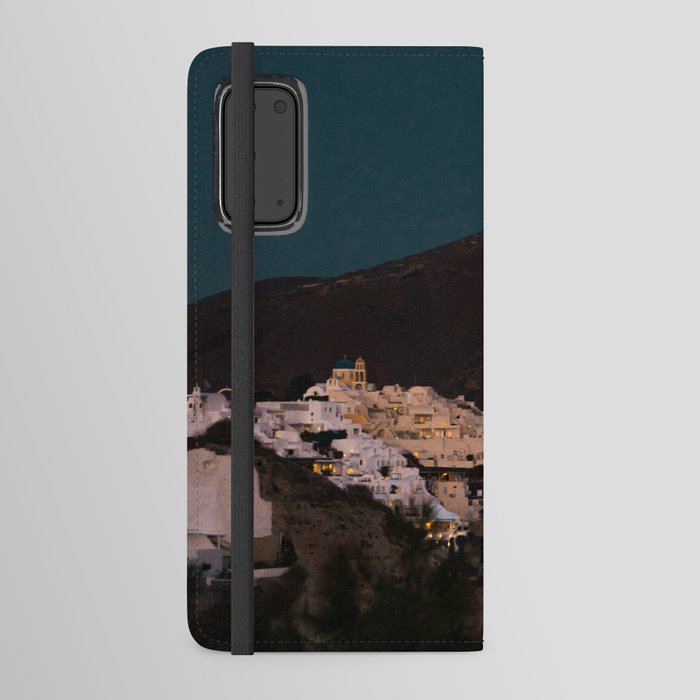 Santorini By Night | Greek Island Vibes in the Evening | City Lights and Dark Skies | Travel and Night Photography Fine Art Android Wallet Case