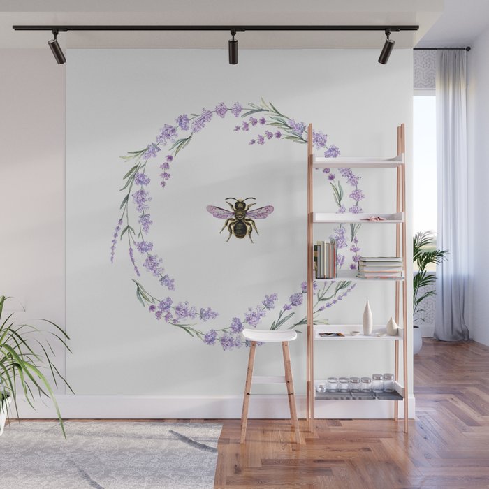 Lavender Bee Wall Mural