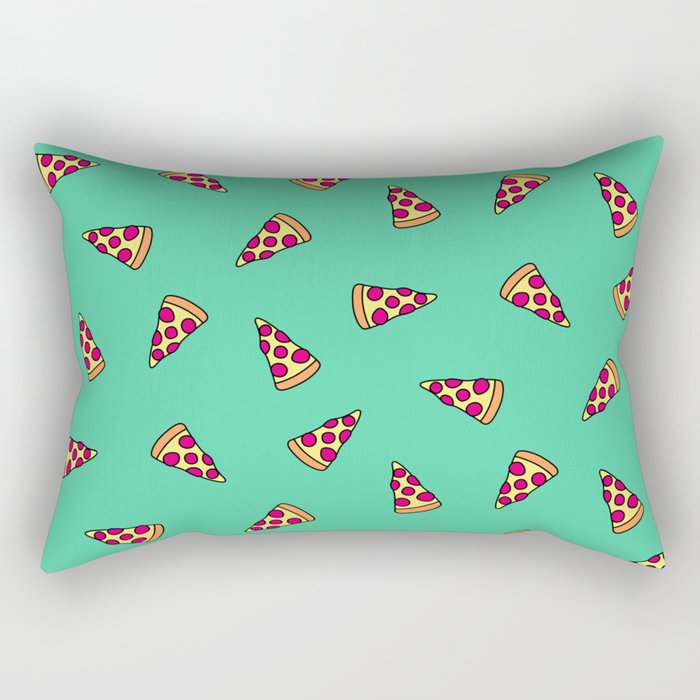 Neon Pizza Slice Pattern Rectangular Pillow