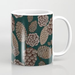 Pinecones pattern dark green Coffee Mug