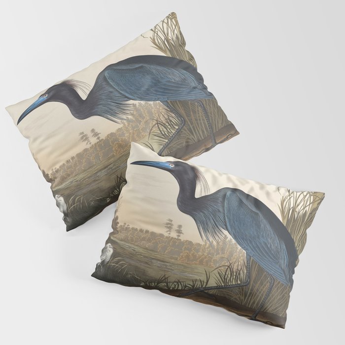 Blue Crane or Heron from Birds of America (1827) by John James Audubon  Pillow Sham