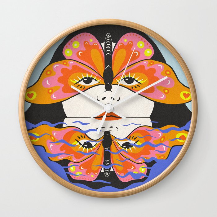 Swimming in a Butterfly Mask Wall Clock