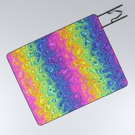 Trippy Funky Squiggly Vibrant Rainbow Picnic Blanket