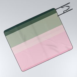 Esay - Green and Pink Geometric Minimal Stripe Pattern Design  Picnic Blanket