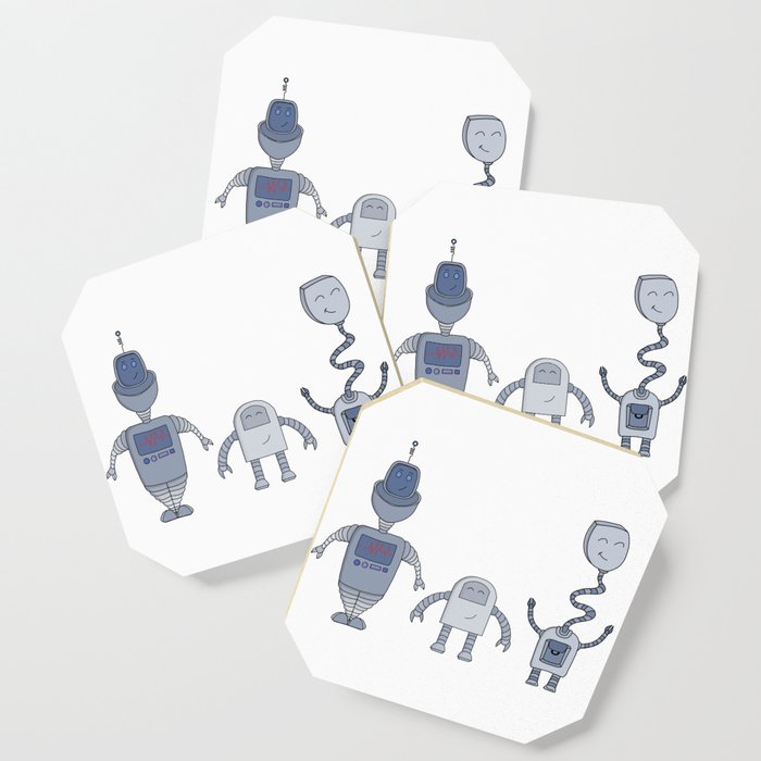 Three Adorable Robots Coaster