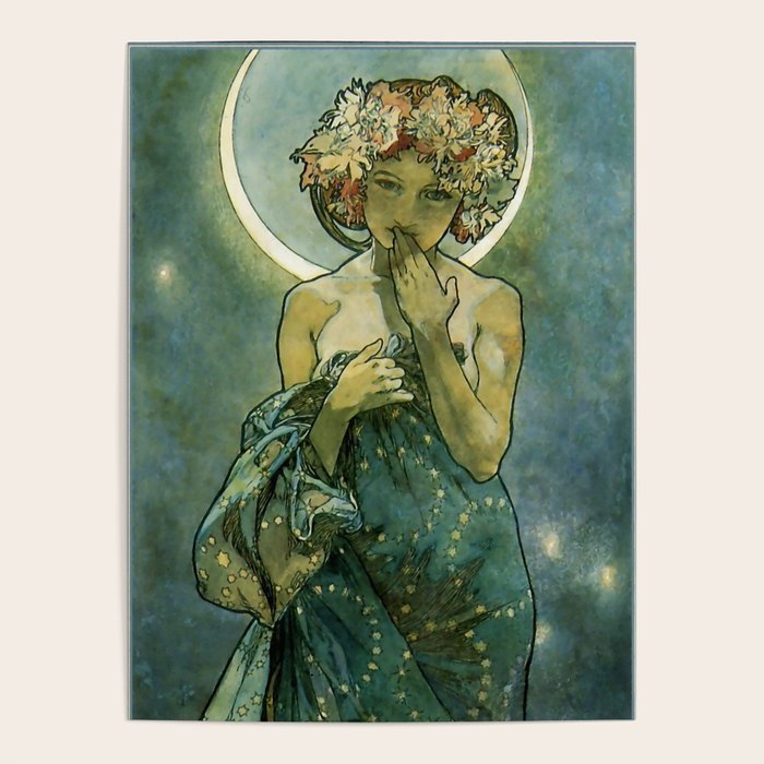 Alphonse Mucha "The Moon and the Stars Series The Moon" Poster by Alexandra_Arts Society6