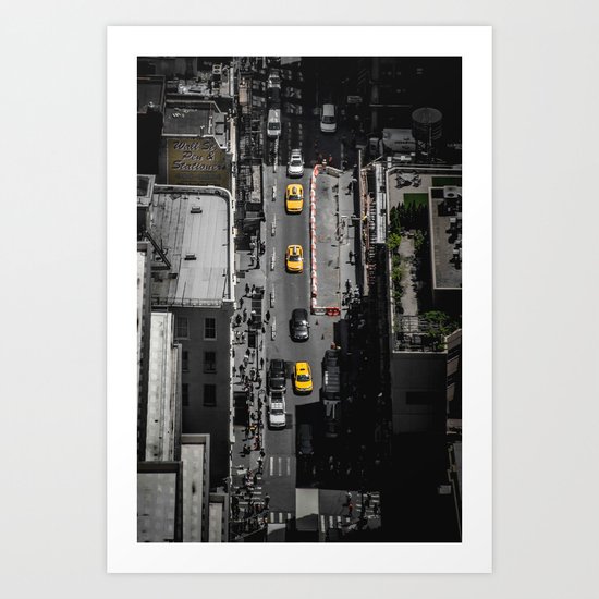Yellow Cab from Above - Original #society6 exclusive Art Print