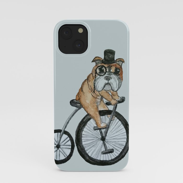 English Bulldog Riding a Penny-farthing iPhone Case