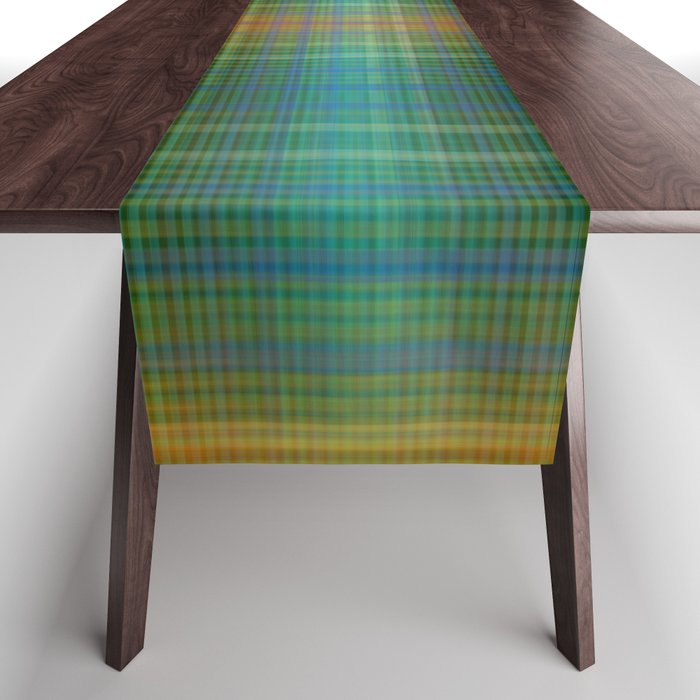 Green Glow Plaid Table Runner