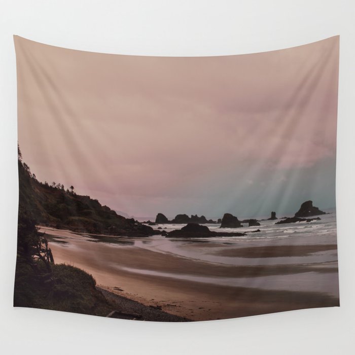 Oregon Sunset - Coastal Nature, Landscape Photography Wall Tapestry