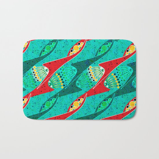 Bright colorful turquoise pattern . Bath Mat
