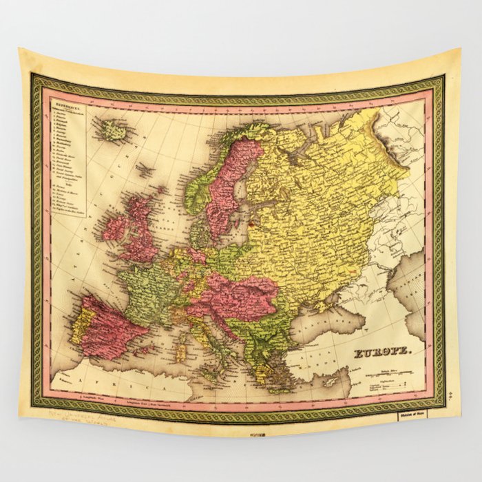 Map of Europe (1849) Wall Tapestry by The Arts  Society6